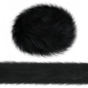 2 Inches Wide Christmas Faux Fur Ribbon Trim Fabric Roll for Christmas Tree Decor or Wreath Bows Craft, 3 Yards Long (Black,2 Inch)