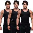 Ekkovision Lifestyle Beaters, Men's Tank Tops, Cotton Spandex Tanks for Men, Regular Fit, Ribbed Fabric, 3 Pack Medium Black
