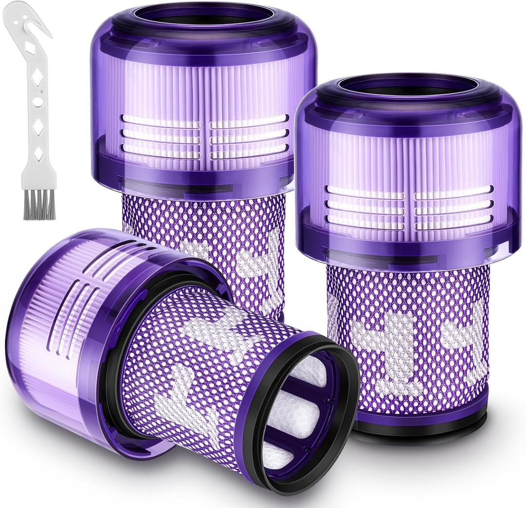 V12 Filter Replacements for Dyson V12 Detect Slim, Detect Slim Animal, Slim+ Cordless Vacuum and V12 Slim Absolute Vacuums, SV34, SV35 V12 Vacuum Cleaner Filter Replacement, Part No. 971517-01, 3 Pack, Purp