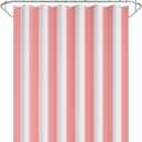 AmazerBath Pink Vertical Stripes Shower Curtain, Cute Pink Stripe Bathroom Shower Curtain with 12 Shower Curtain Hooks, Rustic Fabric Pink and White, 72x72 Inches