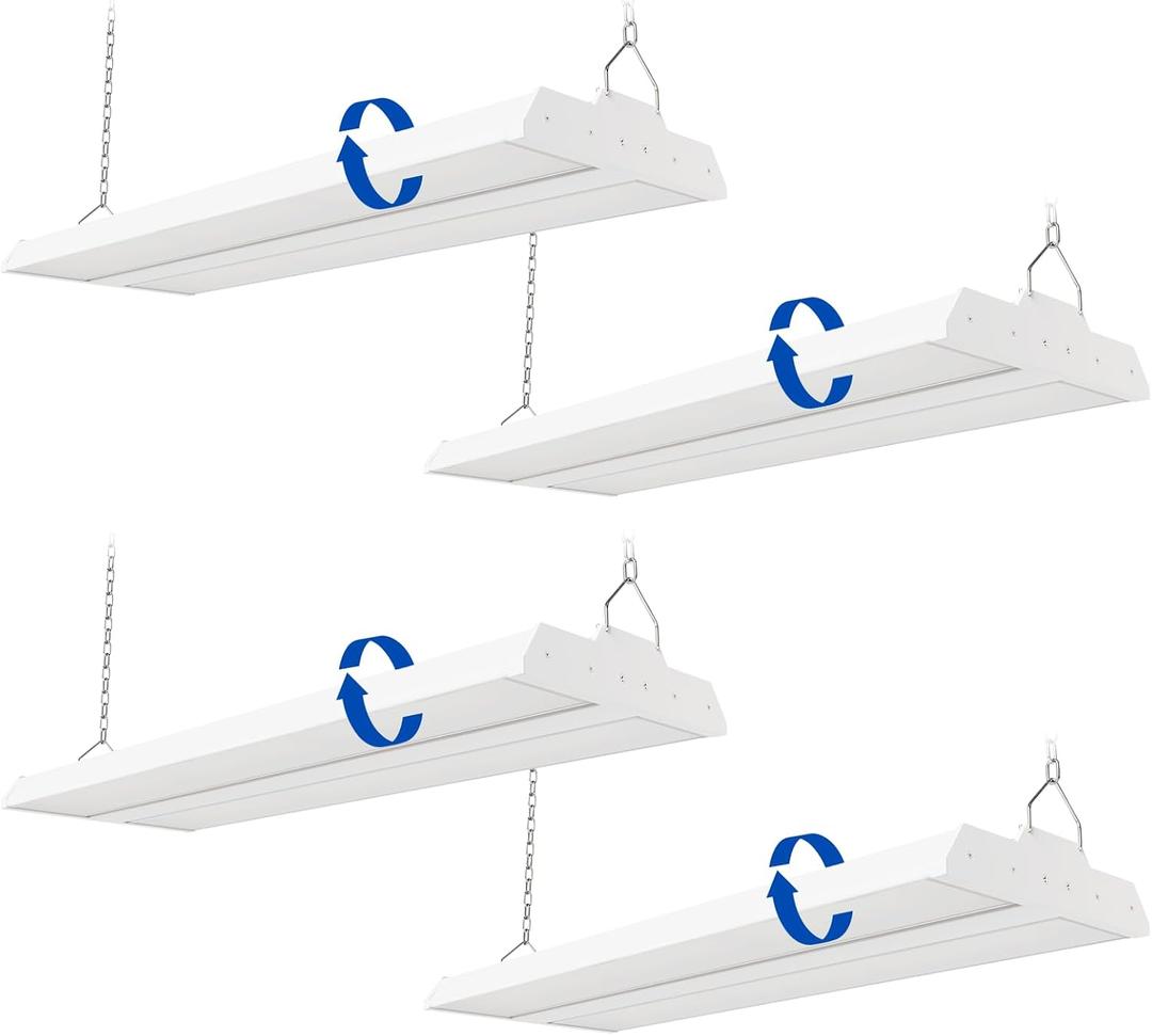 JTT LED Linear Shop Lights 200/150/100W,30000LM 360 Adjustable Led High Bay Lights 4/5000K Daylight 120-277V, Led Garage Light for Shop Workshop Store Commercial Supermarket Warehouse Basement,4-Pack