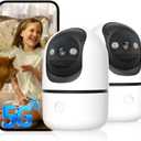 Indoor Security Camera 2 Packs, 2K 5G WiFi Baby/Pet/Dog/Nanny Cameras for Home Security, 360 PTZ Security Cameras with US Servers Phone App, 911 One-Tap Call,AI Smart Detection