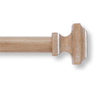 MODE Farmhouse Collection 1 1/8" Diameter Curtain Rod Set with Cottage Square Curtain Rod Finials and Steel Wall Mounted Adjustable Curtain Rod, Fits 36 to 72 Windows, Weathered Oak