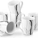 VEWEET Ceramic Coffee Mugs Set of 6, 11 OZ Coffee Cups Set with Handle, White Mugs Set Porcelain Cup Set for Kitchen, Microwave Dishwasher Safe, Series Fiona