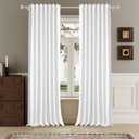 DUALIFE Pure White Blackout Curtains 102 Inch Length 2 Panels Set for Living Room Bedroom Rod&Back Tab Thermal Insulated 100% Black Out Linen Drapes Room Darkening Window Curtains 72" x 102"