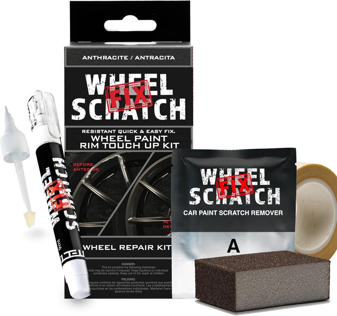 Anthracite Rim Touch Up Paint Kit, Car Wheel Scratch Repair Kit, Wheel Touch Up Paint Pen, curb rim repair kit, curb rash repair Kit, Universal Rim Alloy Wheel Paint (Anthracite)