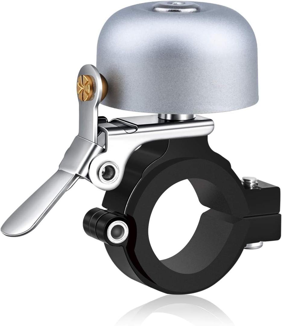 Greallthy Bike Bell Classic Brass Bicycle Bell,Bike Bells for Adults Kids, Loud Retro Bell for Road & Mountain Bikes, Universal Handlebar Fit (Silver)