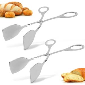 2 Pcs Tongs for Serving Food, Serving Tongs Stainless Steel Buffet Tongs Mini Tongs Bread Clip Food Tongs Scissors Shape Salad Steak Clip for Baking Barbecue Fried