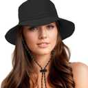 Durio Waterproof Bucket Hats for Woman UPF 50+ Sun Hat UV Protection Packable Rain Hats for Women Lightweight Hiking Hat (One Size, Black)