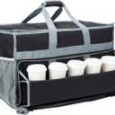 PACMAXI Insulated Food Delivery Bag XXL, 23''x14''x14'' Delivery Bag with Cups Holder, Food Delivery Bag Suitable for Delivery(Black)