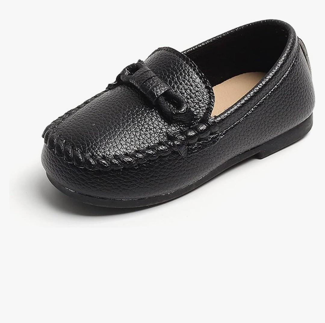 Toddler Boys Girls Leather Loafers Dress Shoes Little Kid Oxford Flats Casual Moccasins Slip-On School Uniform Walking Boat Shoes, Size 29