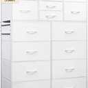 WLIVE Large Dresser for Bedroom, Fabric Dresser Storage Tower with 16 Drawers, Chest of Drawers Organizer Unit, Storage Cabinet, Hallway, Closets, Steel Frame, White