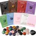 Valentines Day Gifts for Kids 24 Pack Valentine's Day Greeting Cards Set With Natural Crystal Love Gemstone, Funny Valentine Exchange Card for Boys & Girls (C)