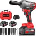 SEYVUM Cordless Impact Wrench, 1/2 Max Torque 600 Ft-lbs / 800 N.m Powerful Impact Gun, 20V 3500RPM Electric Impact Driver, 2 x 4.0Ah Battery & Fast Charger, 6 Impact Sockets, Carrying Case Included