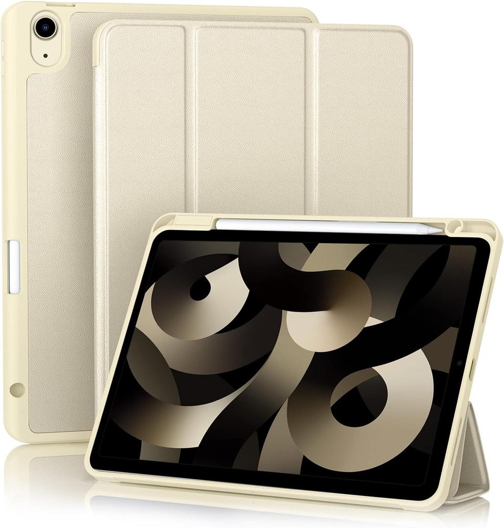Akkerds Compatible with iPad Air 11 Inch Case 7th/6th Generation (M3/M2) 2025/2024, for iPad Air 5th/4th Generation Case 10.9 Inch 2022/2020 with Pencil Holder[Auto Sleep/Wake], Starlight