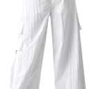 SANGTREE Womens Quick Dry Parachute Cargo Pants (White), Medium