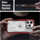 RAPTIC Shield Magnetic for iPhone 16 Pro Case, Compatible with MagSafe, [for 2024 Capture Button Shockproof Clear Case], Military Grade 13FT Drop Tested, Durable Aluminum Frame, 6.3 inch, Red