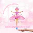 HENRYZH Remote Control Flying Doll Hand Gesture Sensing Flying Device Dancing Robot Princess with Crystal Wings 360 Free Rotating Robot Toy (Pink)