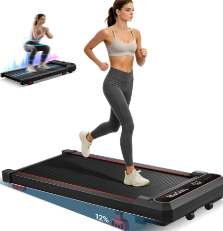 UMAY - U70 Portable Folding Fitness Treadmill for Home-20% Auto Incline, 8 MPH 4HP Quiet Motor-Heart Rate-Touch screen-400 LBS - Black