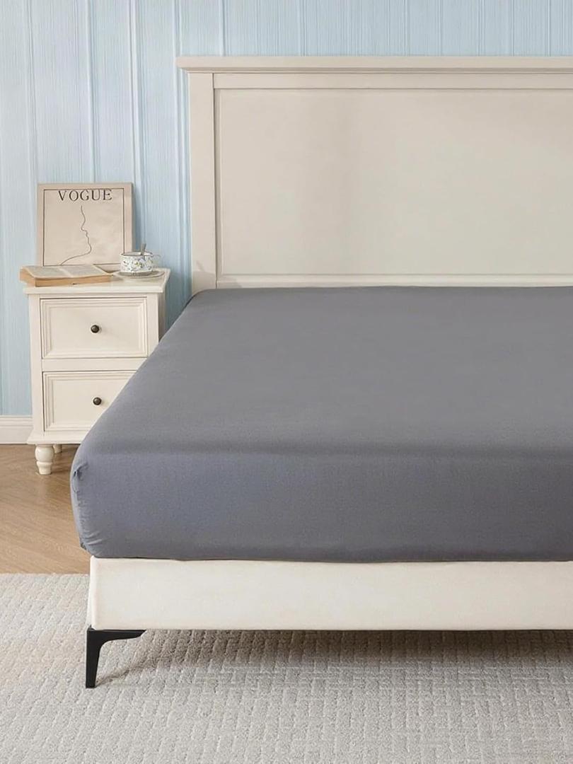 Fitted Sheet King Size - 16 inch Deep Pocket Bed Sheet - Soft Prewashed Microfiber - Breathable, Fade Resistant, Easy Care, 1 King Size Fitted Sheet Only (Dark Grey,King)