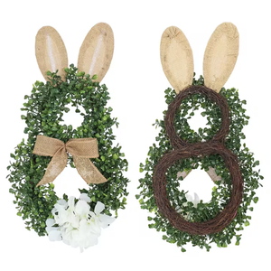 Easter Cute Rabbit-Shaped Wreath, Wall-Mounted Wreath, Door Wall Decoration, Home Garden Decorative Wreath 10x10 inches