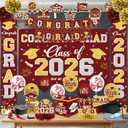 Graduation Decorations Class of 2026 Maroon and Gold Graduation Decorations with Congrats Grad Banner,Backdrop,Porch Sign,Balloons,Hanging Swirls,Honeycomb Centerpieces,Box for Graduation Party Decor
