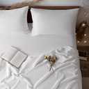 LBRO2M 100% Linen Sheet Set Queen Size, Bed Sheets 4 Piece Sets, Solid Color Natural Flax Bed Sheets Soft Breathable Bedding,16" Deep Pocket,All Season (Queen, White)