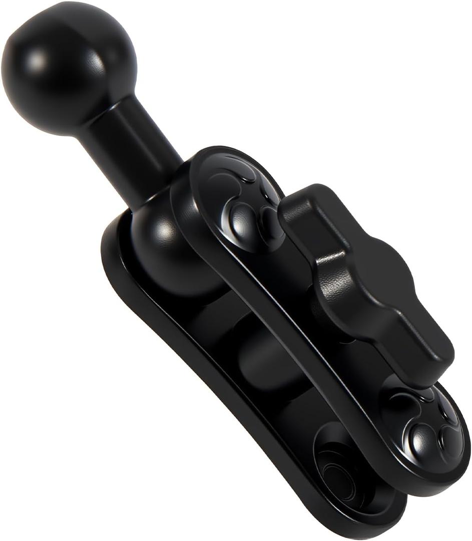 Aluminum 17mm/0.67" Ball Mount Extension Adapter, 360 Rotation Extension Rod for Car Phone Holder, Compatible with GPS Mount, 2.12 Inch Double Socket Arm with 1.69 Inch Ball Adapter, Black