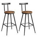 MAHANCRIS Bar Stools, Set of 2 Bar Chairs with Backrest and Footrest, 26" Tall Counter Stools, Metal Frame, Adjustable Feet, Easy Assembly, for Kitchen, Living Room, Pub, Rustic Brown BAHR6001