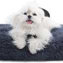 Washable Dog Bed for Small Dogs with Removable Cover, Super Soft Waterproof Dog Crate Bed with Non-Slip Bottom, Fluffy Pet Bed 2418 Inch, Dark Grey