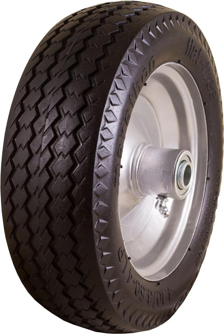 Marathon 4.10/3.50-4" Flat Free, All Purpose Utility Tire on Wheel, 4" Centered Hub, 3/4" Bearings