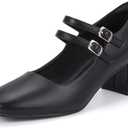 IDIFU IN2 Mary Jane Shoes Women Dress Shoes Women's Pumps Chunky Low Block Heels Square Closed Toe Strappy Wedding Business Bride Comfortable Short Graduation Two Strap Cute Vintage Heels Pumps Shoes, Size: 8