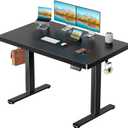 Marsail 48 x 30 Electric Standing Desk with One-Piece Desktop, Sit Stand Desk with Thickened Tabletop, Height Adjustable Stand Up Desk with Cable Management for Home Office(Frame+Desktop, 2 Packages) (Black)