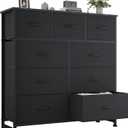 OLIXIS 9 Drawers Storage Organizers Units, Closet Organizers and Storage for Clothes, Fabric Storage Drawer for Living Room, Chest of Dresser in 39.4" D x 11.8" W x 39.9" H, Black