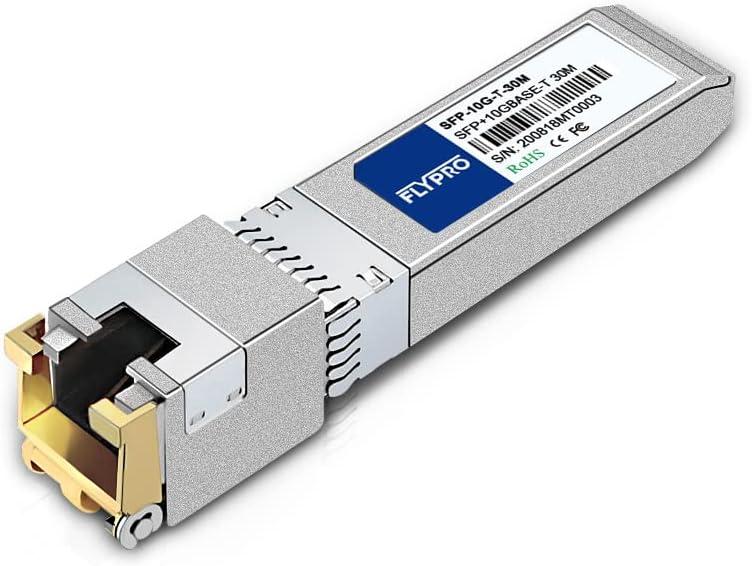 FLYPROFiber- 10GBase-T Transceiver, SFP+ to RJ45 10Gb Ethernet Copper Module for MikroTik S+RJ10, CAT6A/CAT7, 100FT(30M)