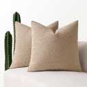 MIULEE 18x18 Inch Decorative Pillow Covers for Couch Bed Set of 2 Textured Boucle Neutral Throw Pillows Khaki Accent Solid Cushion Pillowcase Cozy Soft Chair Sofa Livingroom Home Decor (18" x 18" (Pack of 2))
