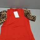 acelyn Womens Summer Leopard Print Patchwork Puff Short Sleeve Shirt Casual Slim Fit Blouse Tops Red S