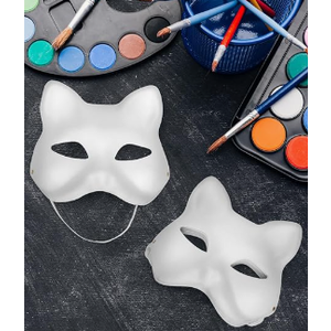 Pack of 2, DFLU Cat Therian Mask Kit with Fur and Eye Mesh, Blank DIY Therian Gear Stuff Masks Base to Paint