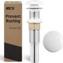 KES Bathroom Sink Drain Strainer No Overflow, Drain Stopper with Strainer Basket Hair Catcher, (Ceramic Cap and All-Metal Body), White, S2013D-CW