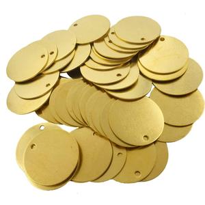 ABBECIAO 1.25Brass Valve Tags Stamping Tags 0.04 Round Engraved Metal Blanks Chits with Hole for Pipe Valves, Equipment, Tool and Keys Labeling 50 Pack