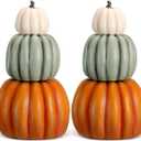 Wesiti 2 Pcs 21.3'' Large Fake Outdoor Stacked Pumpkins for Front Porch