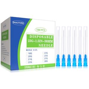 SHAOTONG 23 Gauge 1.5 Inch Luer Lock Accessories Disposable Lab Supplies, Pack of 100