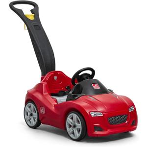 Step2 Whisper Ride Cruiser Kids Push Car, Ride On Toy, Stroller Substitute, Includes Seat Belt & Horn, Made of Durable Plastic, Max Weight 50 lbs., For Toddlers 18 Months - 4 Years Old, Red