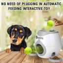 Dog-Toys Interactive Tennis Ball-Launcher Automatic Throwing-Fetch Reward Machine and Food Dispenser (White)