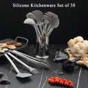 Kitchen Utensils Set, Kyraton 38 Pieces Non-Stick Silicone Cooking Utensils Set, Spoon Spatula Set with Sturdy Stainless Steel Utensil Holder, Dishwasher Safe, Medium, Small