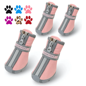 QUMY Dog Shoes for Small Dogs, Puppy Dog Boots & Paw Protectors for Winter Snowy Day, Summer Hot Pavement, Waterproof in Rainy Weather, Ourdoor Walking, Indoor Hardfloors Skid-Resistant Sole Pink 2