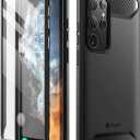 Clayco Xenon Series Case for Samsung Galaxy S22 Ultra (6.8 Inch) 5G 360 Degree Mobile Phone Case Robust Protective Bumper Case Full Cover with Integrated Screen Protector 2022 Edition (Black)