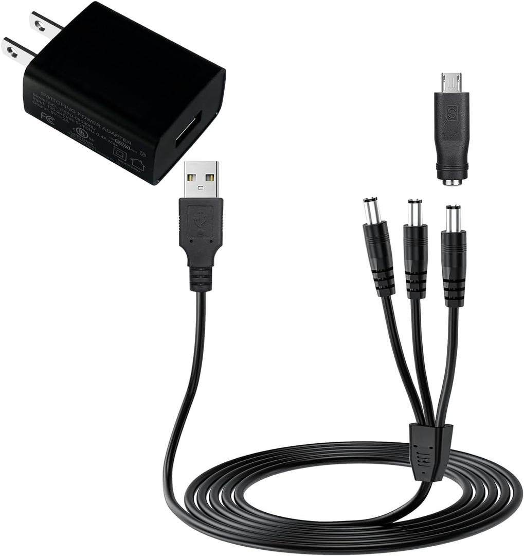 3 x Tonton Updated E Collar Charger for Mini Educator 300 400 ET-300 ET-400 ET-800 EZ-900 UL - 1200 Educator Dog Training Collars, Shock Collar Dual Lead Charging Cable Replacement Power Adapter Cord