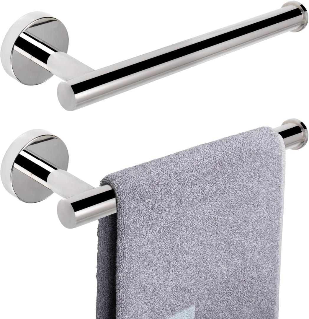 NearMoon Hand Towel Holder/Towel Ring, Thicken Stainless Steel Hand Towel Bar for Bathroom, Rustproof Wall Mounted Towel Rack, Contemporary Style Bath Accessories, 9 Inch (2 Pack, Chrome Finish)