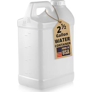 kitchentoolz 2.5 Gallon Water Jug  Water Container Heavy-Duty HDPE Carboy for Automotive Used Oil & Liquid Storage  10 Quart Mixing Container with Secure Lid  Made in USA